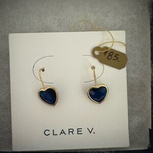 Clare V Blue and Gold Heart Earrings